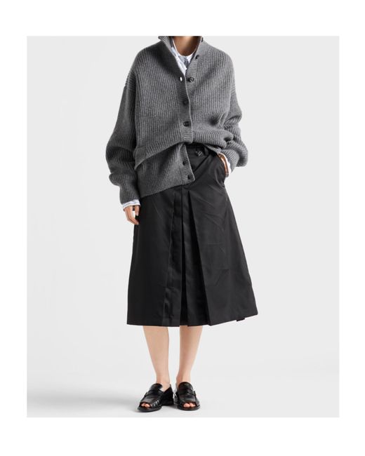 Prada Black Re-Nylon Pleated Midi Skirt