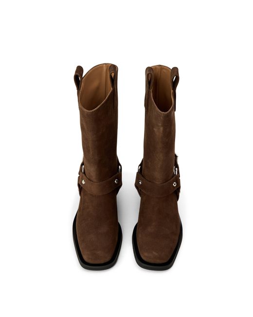Ganni Brown Suede Flat Ankle Boots