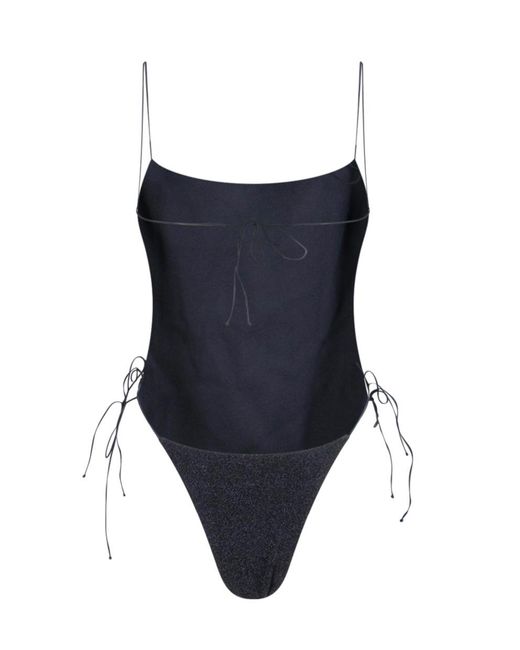 Oseree Black Oséree Lurex One-Piece Swimsuit