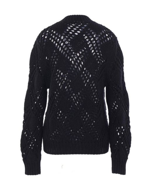 Jil Sander Blue Long-Sleeved Hollow Sweater