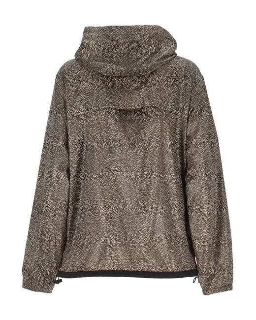 Borbonese Brown Printed Zip Hooded Jacket