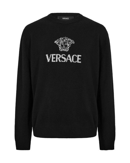 Versace Black Simple Crew Neck Sweater for men