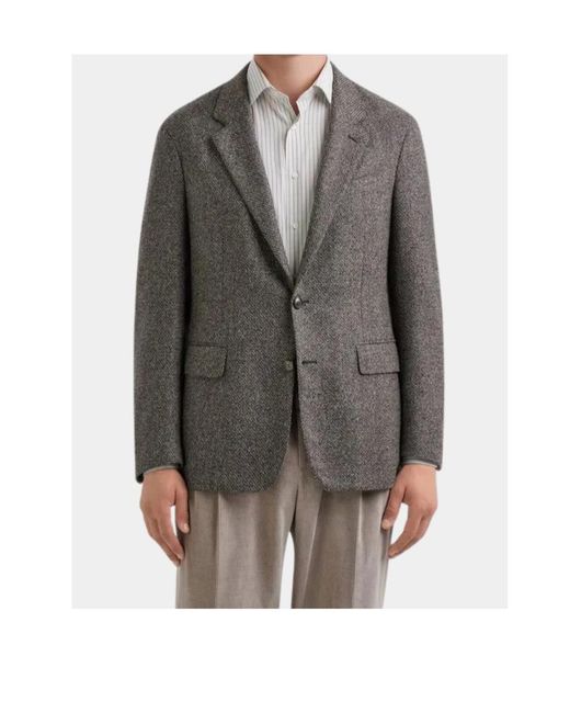 Canali Gray Single-Breasted Coat for men