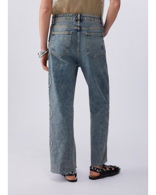 Liu Jo Blue Embellishment-Detail Cropped Jeans