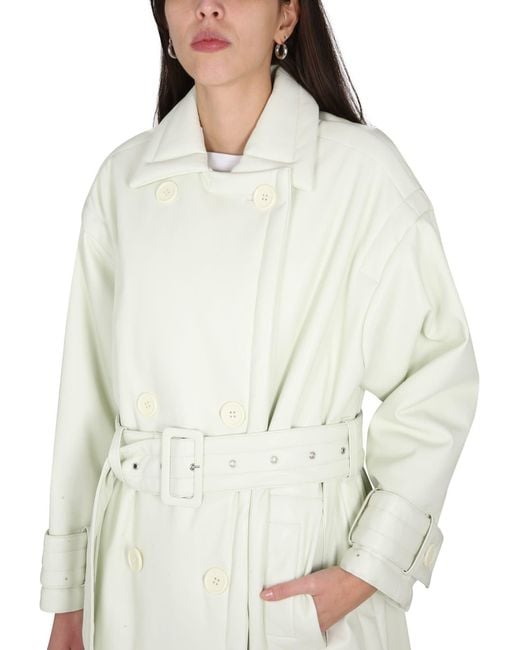 Stand Studio White Emily Double-Breasted Belted Trench Coat
