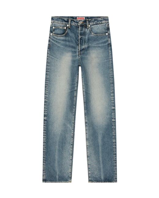 KENZO Blue Asagao Straight-Leg Jeans for men