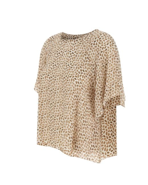 Kaos Natural Printed Round-Neck Blouse