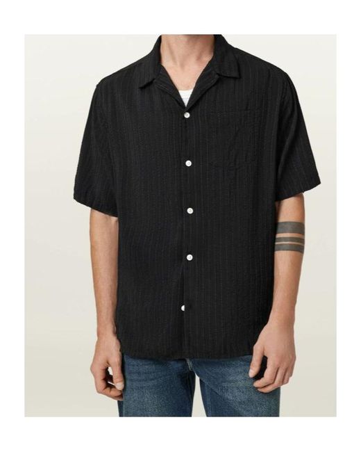AllSaints Black Perry Short-Sleeved Shirt for men
