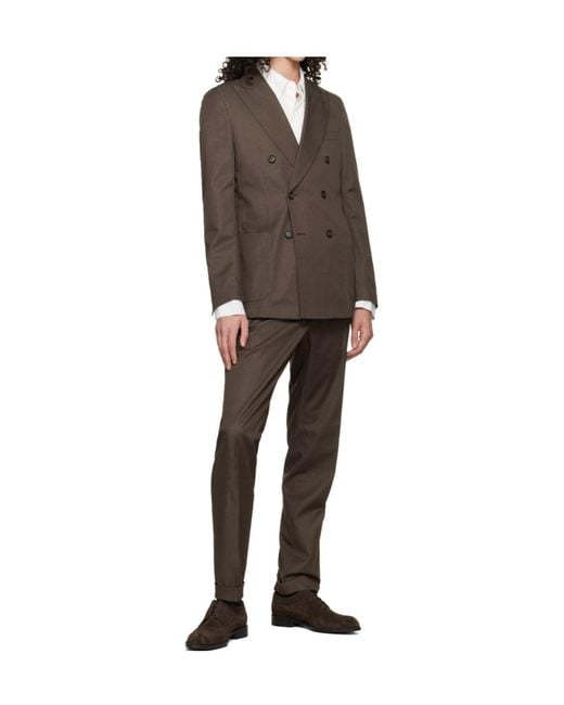 Boss Brown Double-Breasted Suit for men