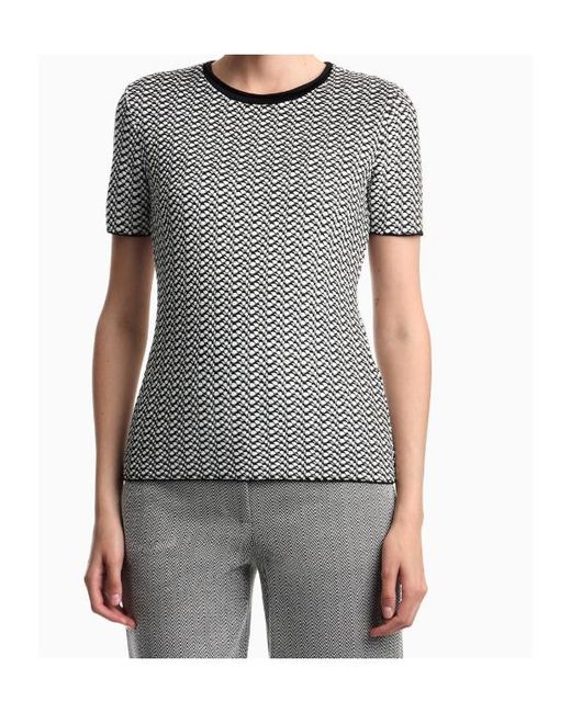 Emporio Armani Gray Geometric-Pattern Short-Sleeve Top