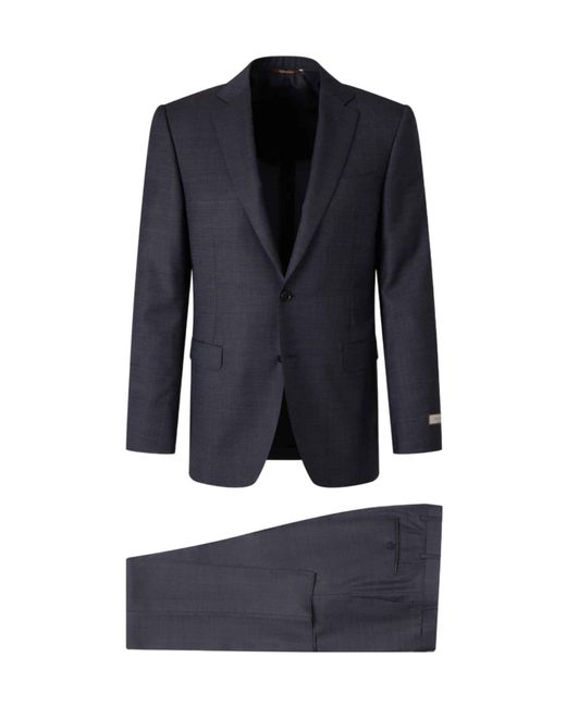 Canali Blue Long-Sleeved Suit Jacket And Trousers Two-Piece Set for men