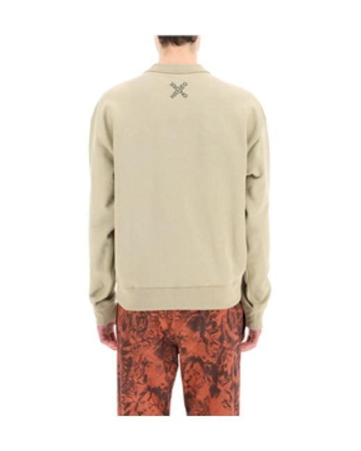 KENZO White Sport Ovrsize X Logo Crw Swt Brwn for men