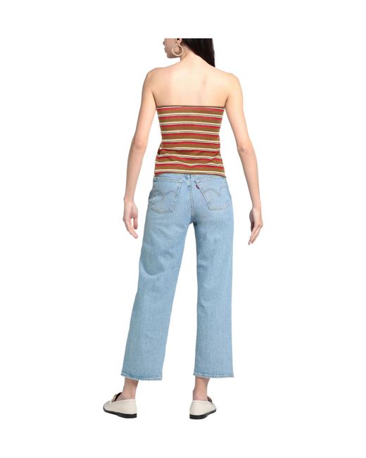 Marni Orange Striped Strapless Top