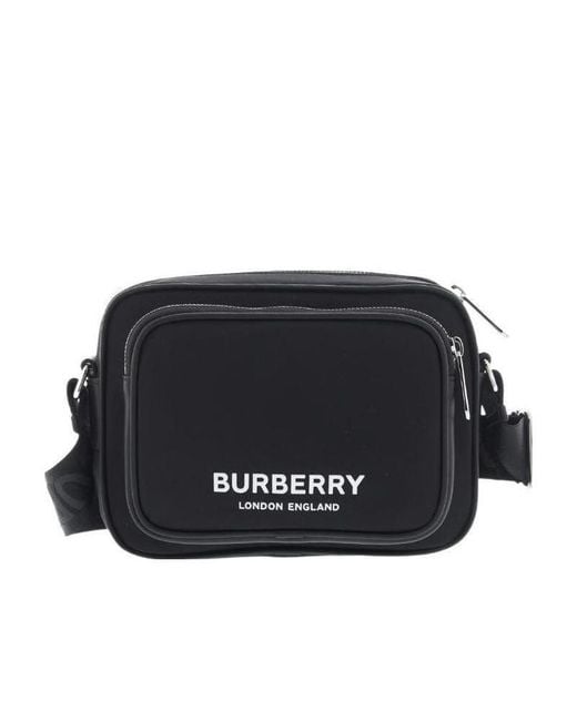 Burberry Black Logo Printed Zip-Up Crossbody Bag for men