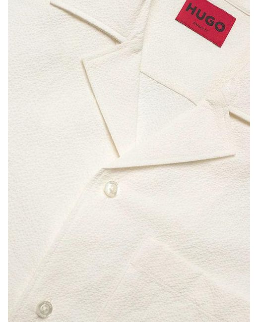 Boss White Revere-Collar Pocket Shirt for men