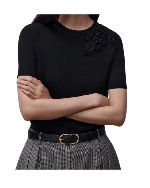Dior Black Short-Sleeved Embroidered Sweater