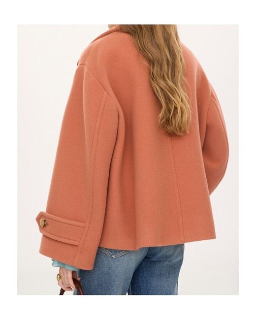 Chloé Orange Chloé Double-Breasted Oversized Coat