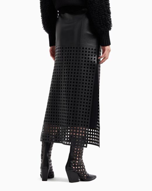Emporio Armani Black Polygon Capsule Collection Midi Skirt