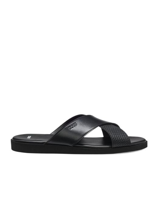 Boss Black Darrel Crisscross Strap Slides for men