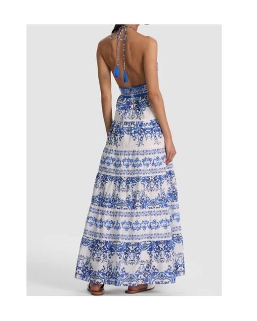 Alice + Olivia Blue Karolina Printed Halterneck Maxi Dress