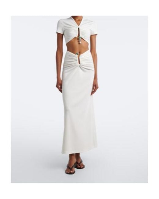 Christopher Esber White Gathered Maxi Skirt