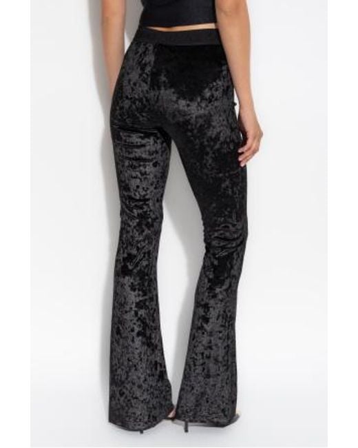 Versace Jeans Black Couture Flared Velour Trousers