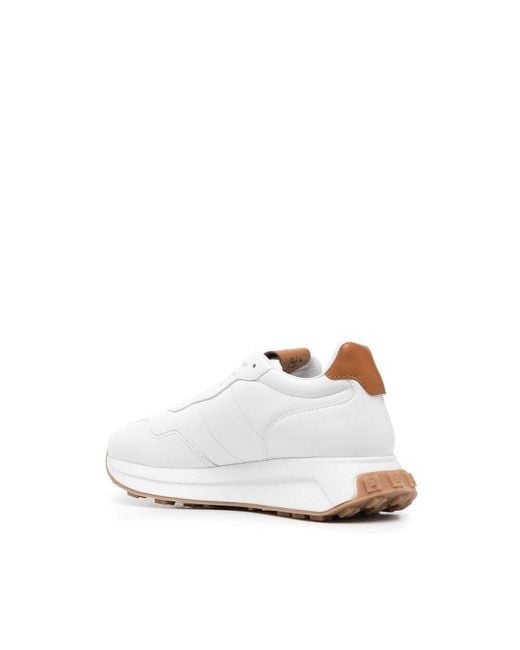 Hogan White Logo-Patch Low-Top Sneakers