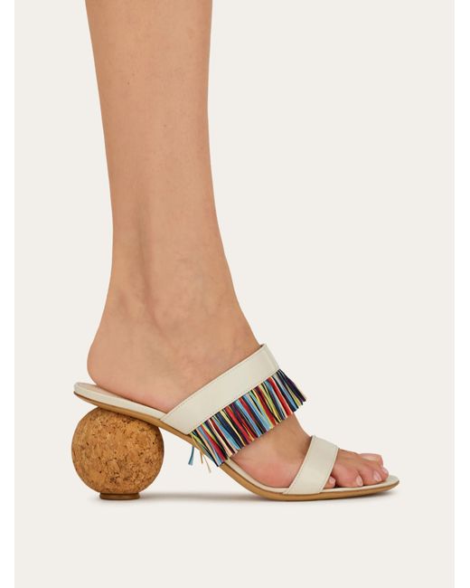 Ferragamo White Fringed Sandal