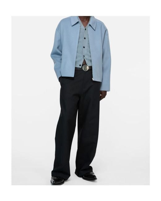 Acne Blue Zip-Up Wool Jacket for men