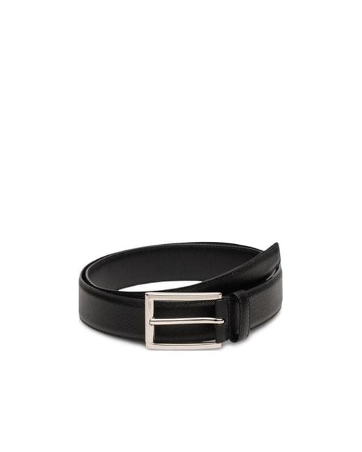 Prada Black Saffiano Buckle Belt for men