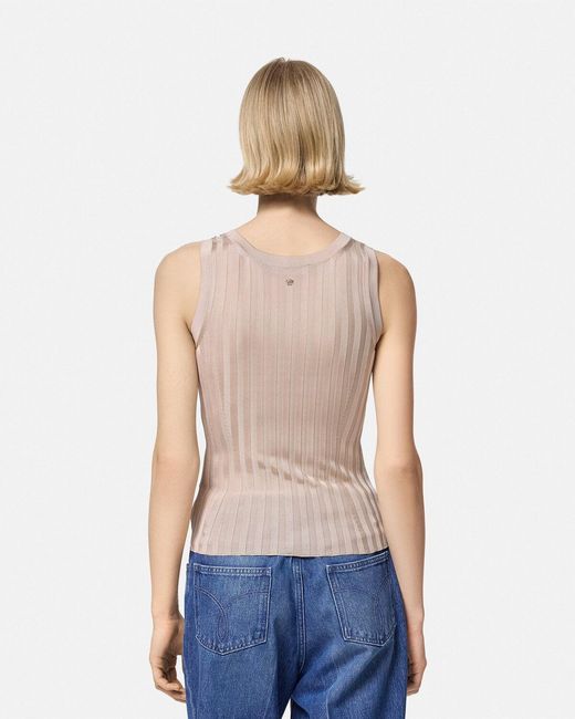 Versace Pink Medusa Plaque Knitted Tank Top