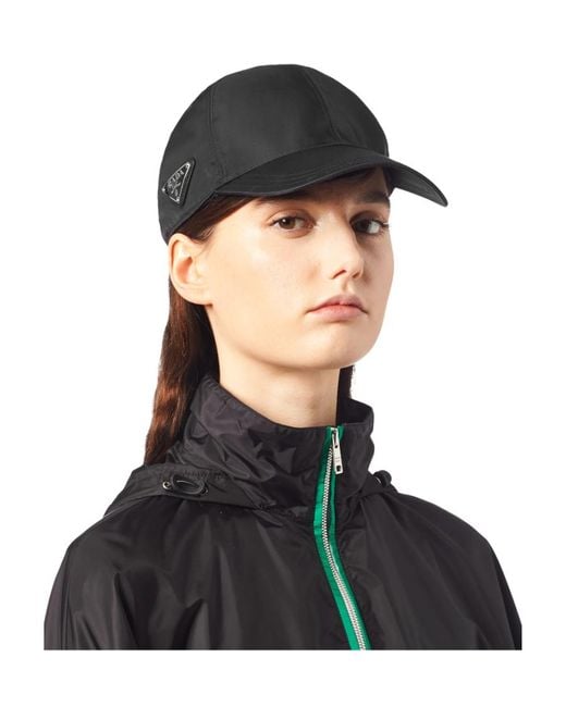Prada Black Logo Plaque Curved-Peak Baseball Hat