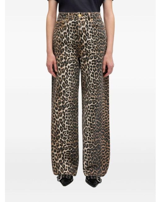 Ganni Gray Leopard Printed Lari Jeans