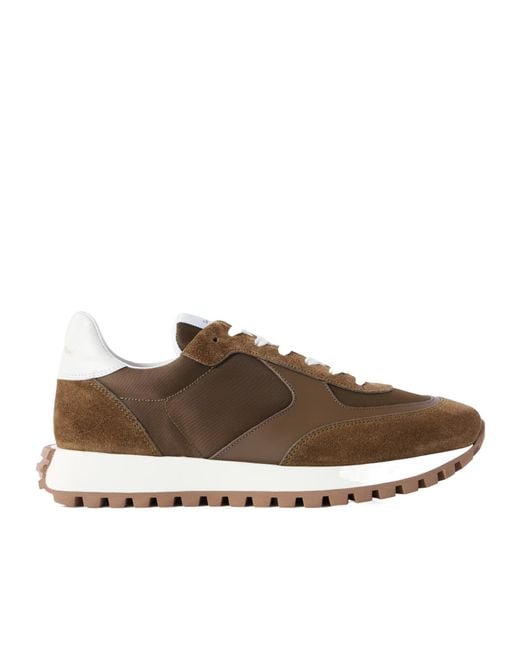 Gianvito Rossi Brown Gravel Suede, Leather And Shell Sneakers