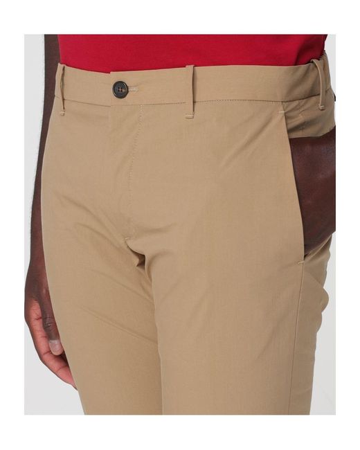 Incotex Natural Teknotela Logo Patch Slim-Fit Pants for men