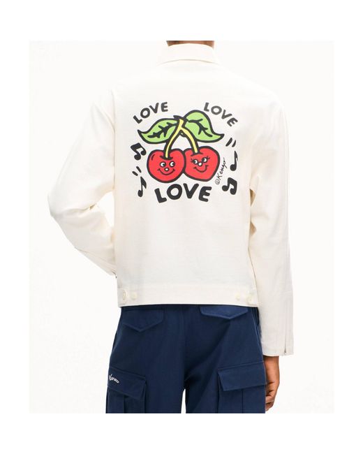 KENZO White Loves' Zipped Coach Jacket for men