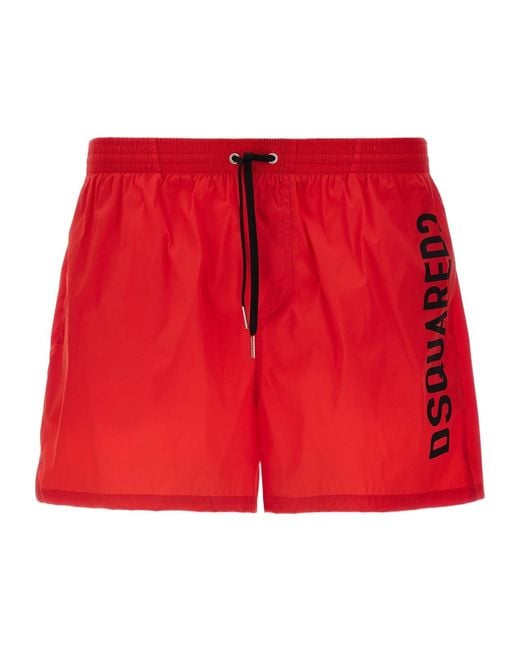 DSquared² Red Elastic Swimsuit for men