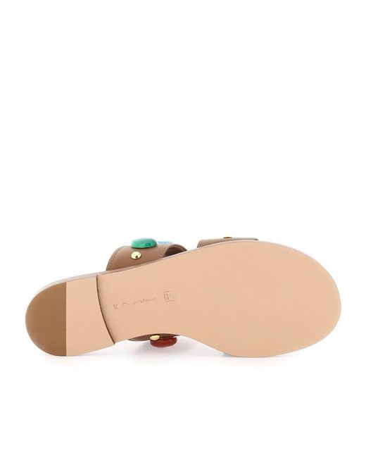 Gianvito Rossi Brown Embellished Strap Flat Sandals