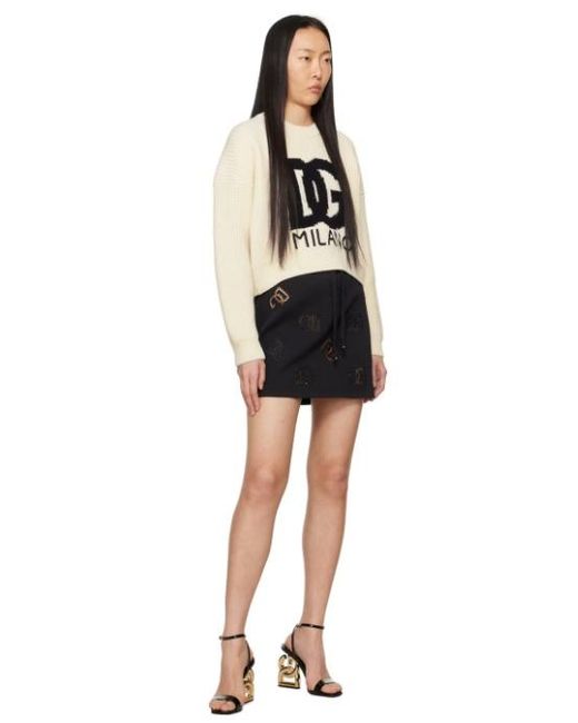 Dolce & Gabbana Black Dg Logo Embroidered Drawstring Mini Skirt