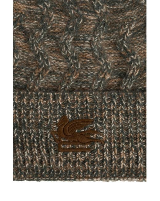 Etro Green Knitted Hat for men