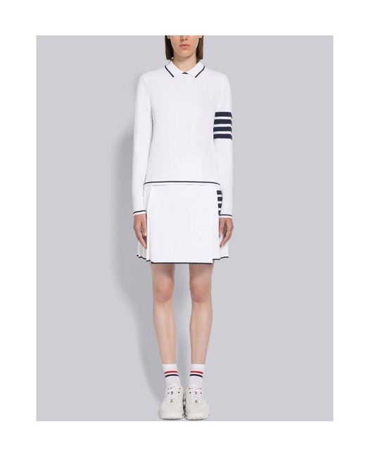Thom Browne White 4-Bar High Waist Pleated Skirt