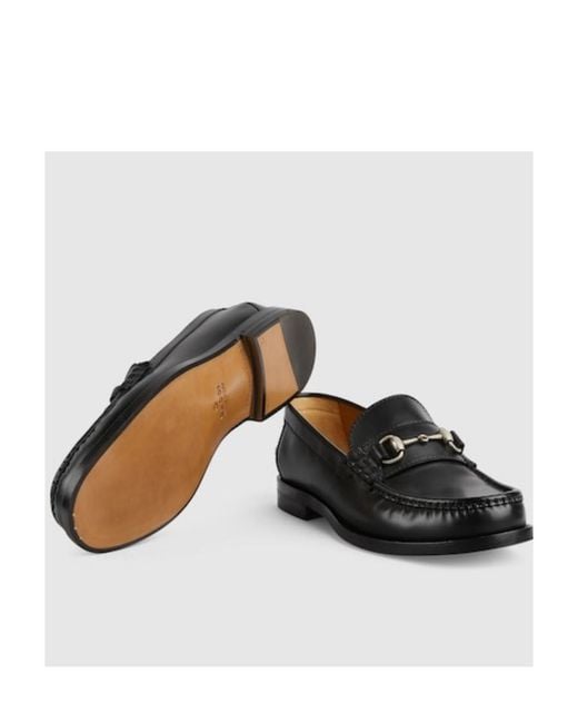 Gucci Black Horsebit Detailed Loafers for men
