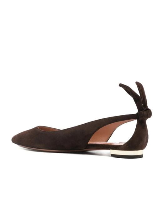 Aquazzura Brown Bow Slingback Ballet Flats
