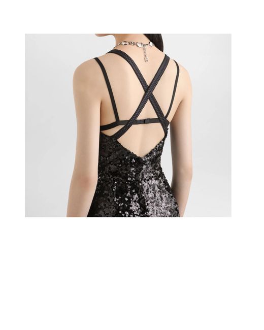 Dolce & Gabbana Black Sequinned V-Neck Midi Gown
