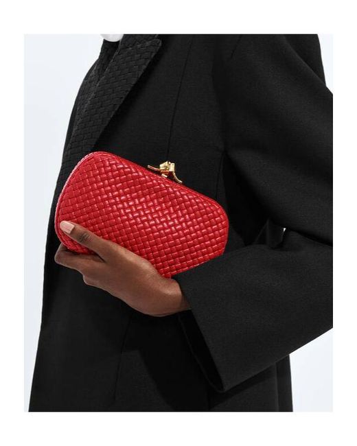 Bottega Veneta Red Soft Knot Clutch Bag