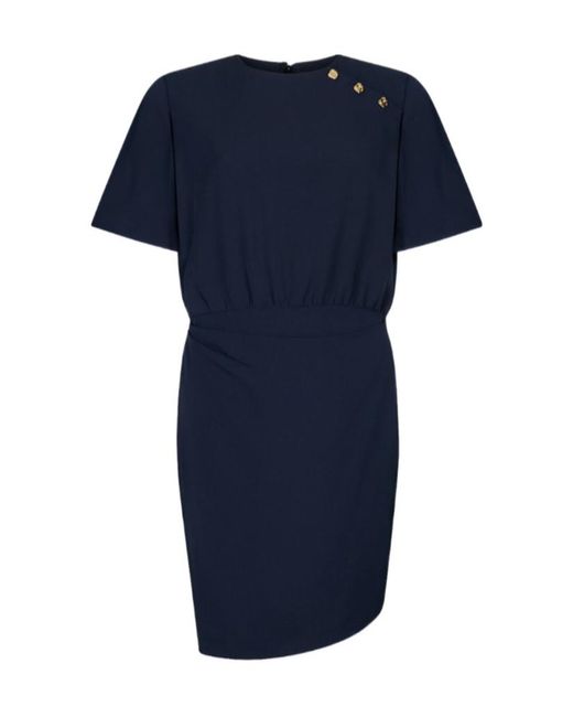 Liu Jo Blue Buttoned Asymmetric Short Dress