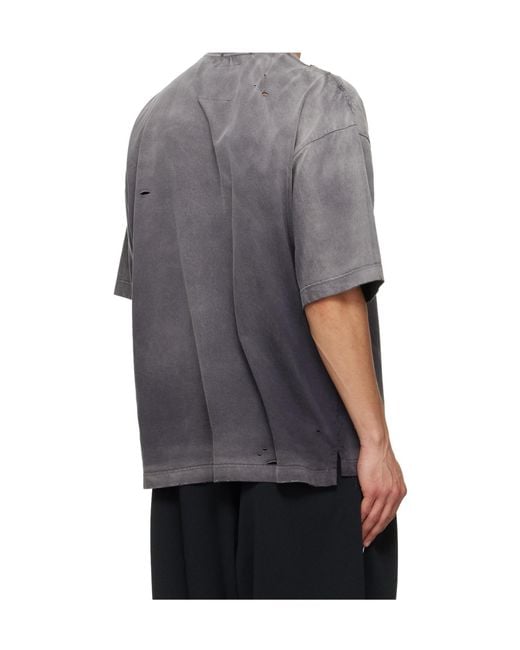 Maison Mihara Yasuhiro Gray V-Neck Distressed T-Shirt for men