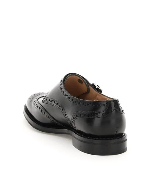 Church's Black Monk-Strap Buckle Detailed Brogue Shoes