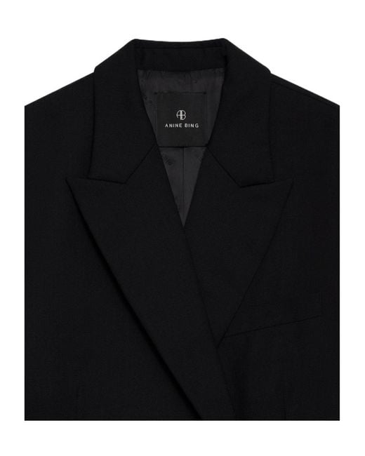 Anine Bing Black Aretha Long Sleeve Blazer