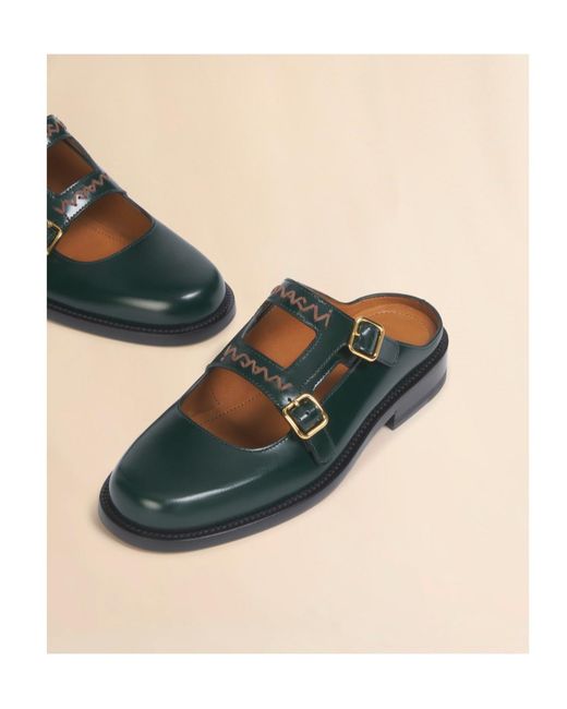 Marni Green Cutout Buckled Mules